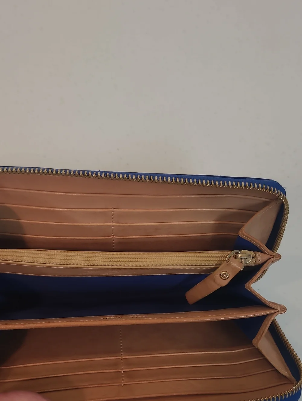 Kate Spade Leather Wellesley Neda Large Zip Wallet in Cobalt Blue w/Gold Accents